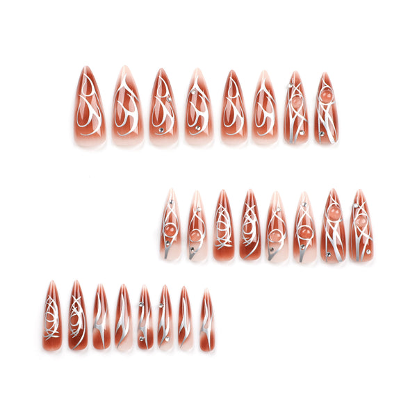 12 Sizes-24 Pcs Press On Nails GN018