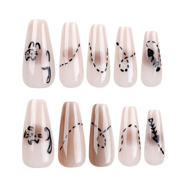 12 Sizes-24 Pcs Press On Nails JP2915