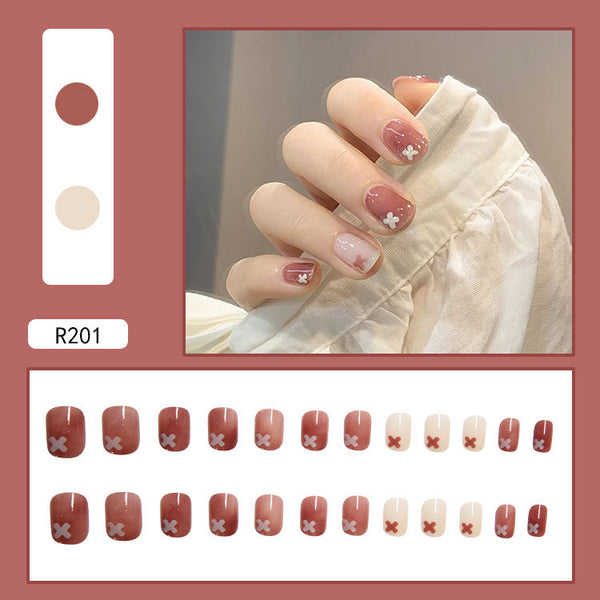 12 Sizes-24 Pcs Press On Nails R201