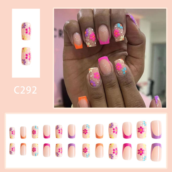 12 Sizes-24 Pcs Press On Nails C292
