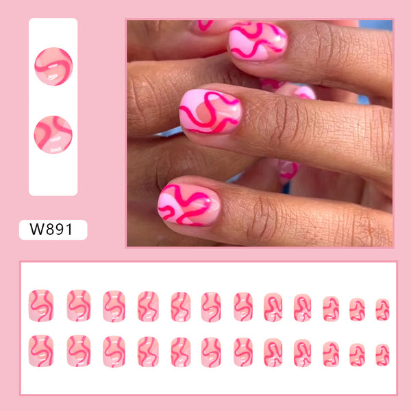 12 Sizes-24 Pcs Press On Nails W891