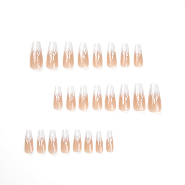 French Glossy Long Press on Nails