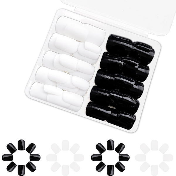 12 Sizes-24 Pcs Press On Nails Solid-1-24pcs