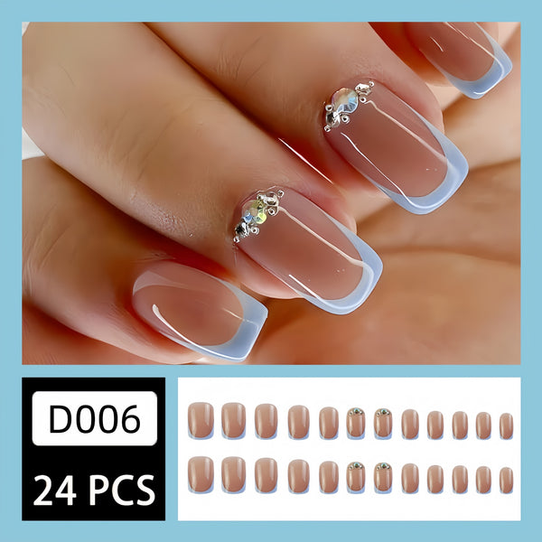 12 Sizes-24 Pcs Press On Nails D006
