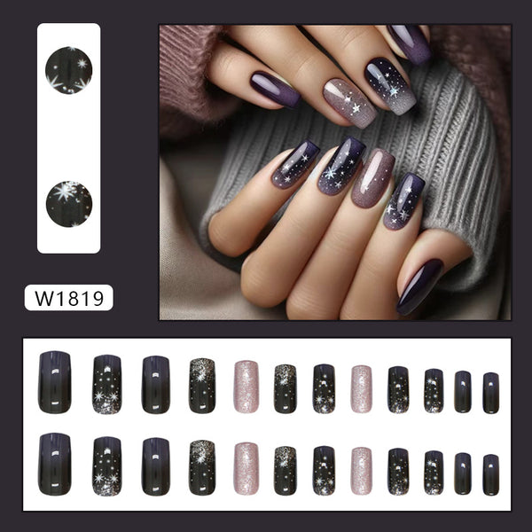 12 Sizes-24 Pcs Press On Nails W1819