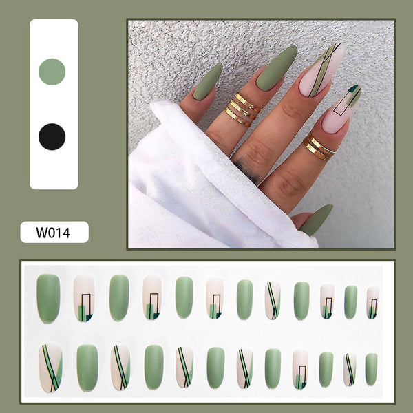 12 Sizes-24 Pcs Press On Nails W001