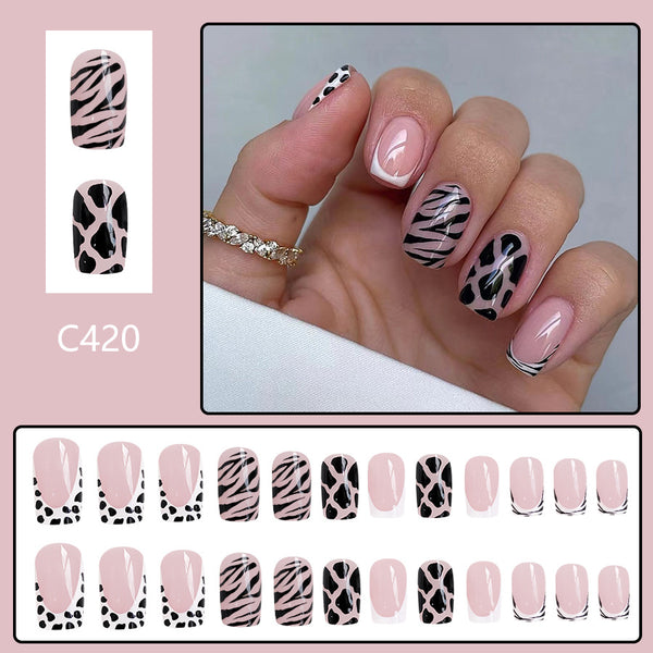 12 Sizes-24 Pcs Press On Nails C420