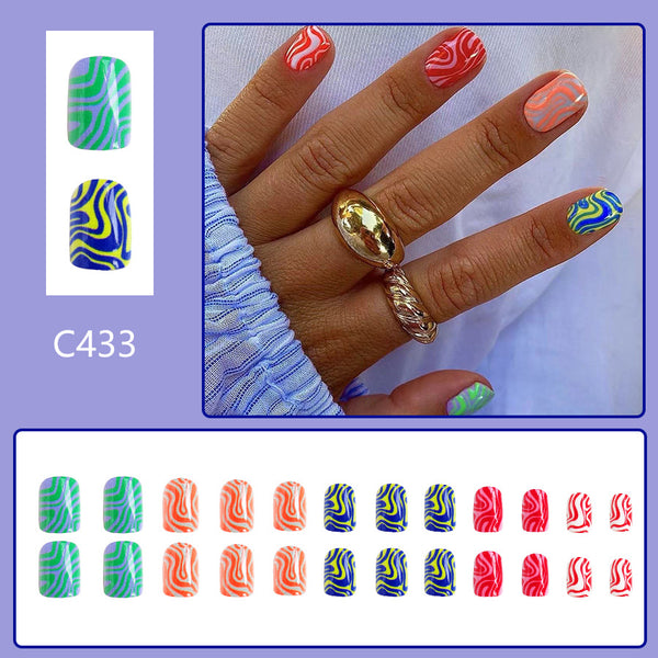 12 Sizes-24 Pcs Press On Nails C433