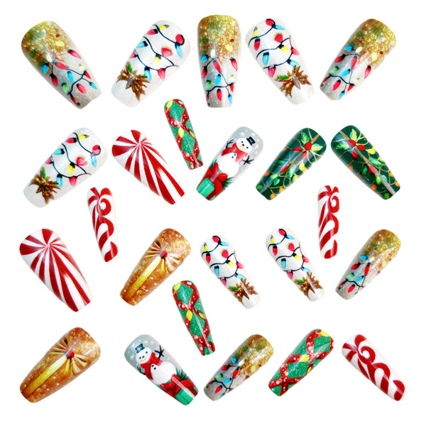 12 Sizes-24 Pcs Press On Nails Y1318