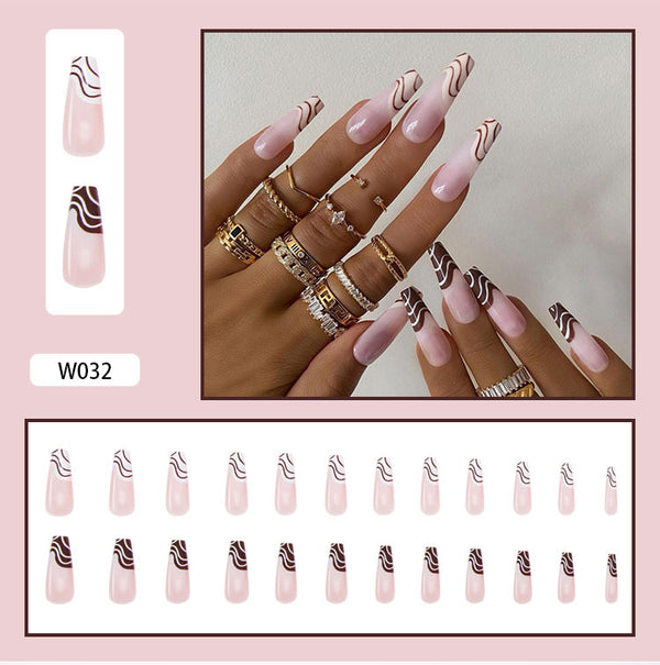 12 Sizes-24 Pcs Press On Nails W001