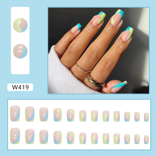 12 Sizes-24 Pcs Press On Nails W419