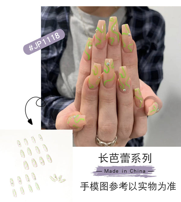 12 Sizes-24 Pcs Press On Nails 1118