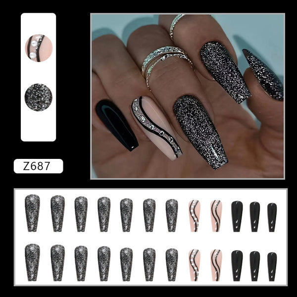 12 Sizes-24 Pcs Press On Nails Z710