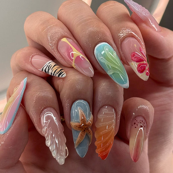 12 Sizes-24 Pcs Press On Nails W1813