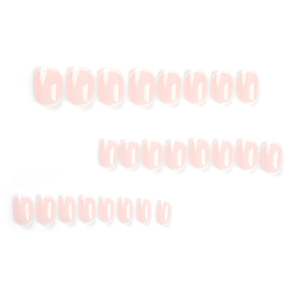 French Glossy Pink Short Press on Nails