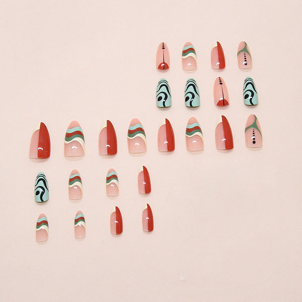 12 Sizes-24 Pcs Press On Nails W1909
