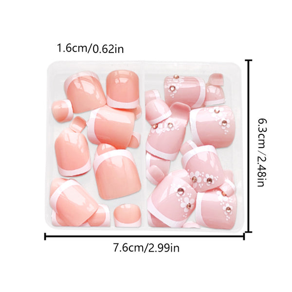 48 Pcs Press On Nails FrenchFlower-2-48pcs