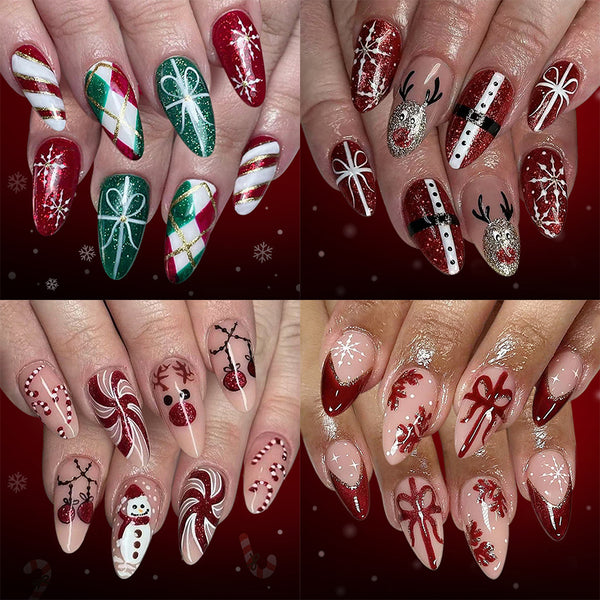 Christmas Press On Nails-4 Sets Mixed Pack (96PCS Total) xmas-3