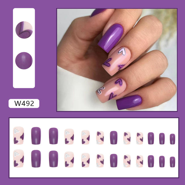12 Sizes-24 Pcs Press On Nails W492