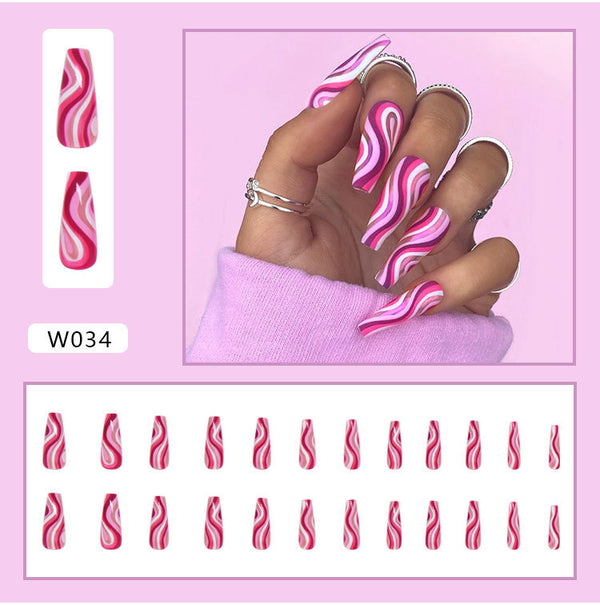 12 Sizes-24 Pcs Press On Nails W001