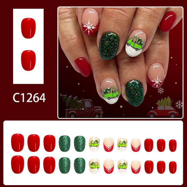 12 Sizes-24 Pcs Press On Nails C1264