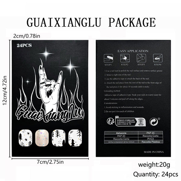 12 Sizes-24 Pcs Press On Nails C1259