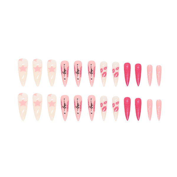 12 Sizes-24 Pcs Press On Nails W936