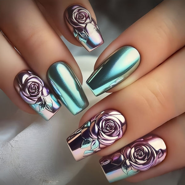 12 Sizes-24 Pcs Press On Nails Y1409