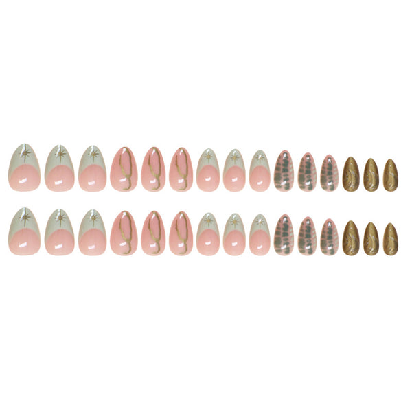 12 Sizes-24 Pcs Press On Nails W1719
