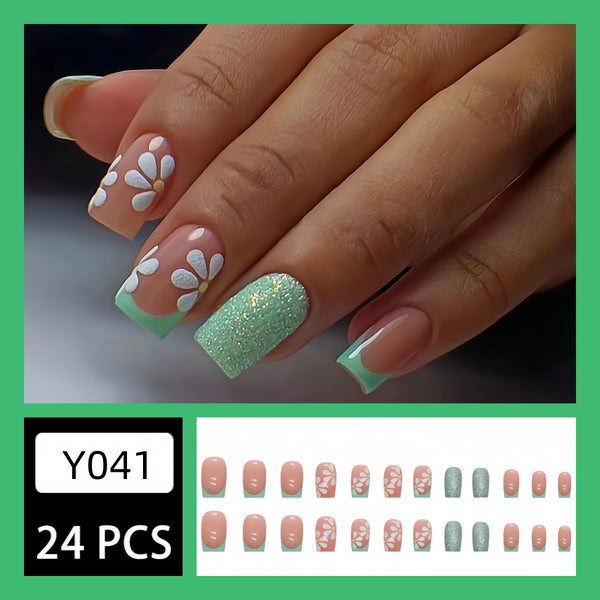 12 Sizes-24 Pcs Press On Nails Y041