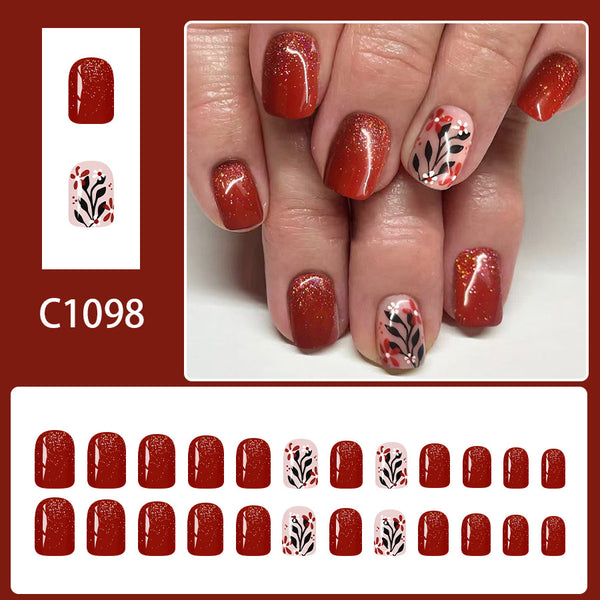 12 Sizes-24 Pcs Press On Nails C1098