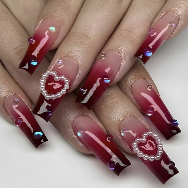 12 Sizes-24 Pcs Press On Nails D009