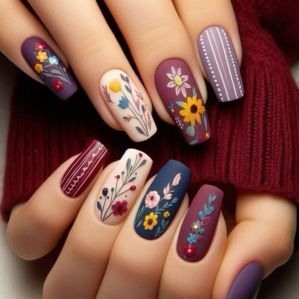 12 Sizes-24 Pcs Press On Nails W1809