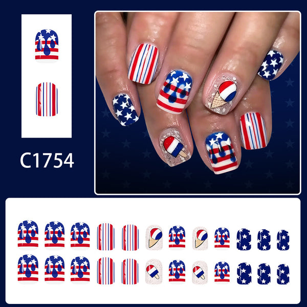 12 Sizes-24 Pcs Press On Nails C1754