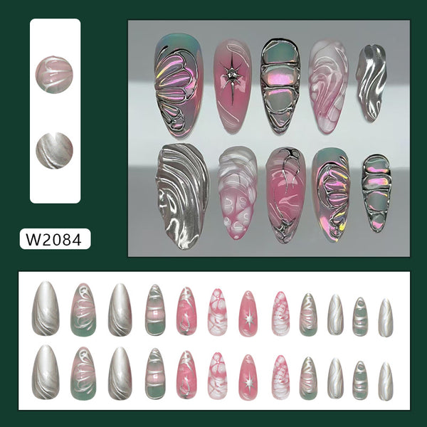 12 Sizes-24 Pcs Press On Nails W2084