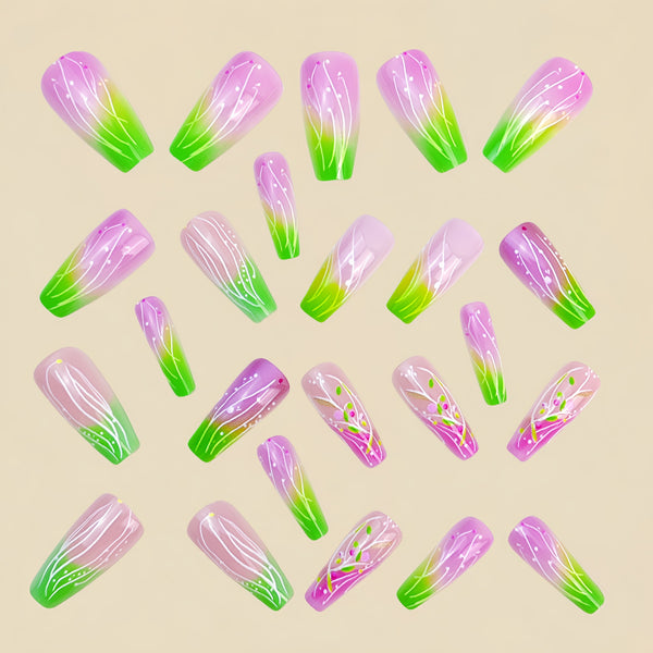 12 Sizes-24 Pcs Press On Nails Y1022
