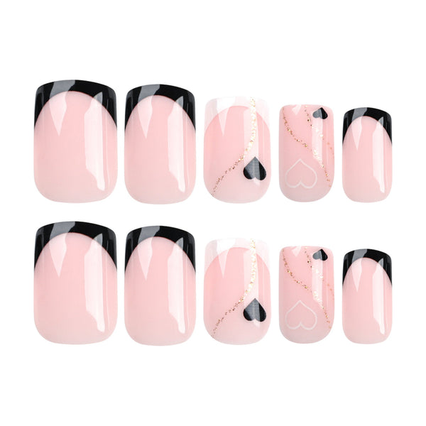 French Glossy Medium Pink Square Press on Nails