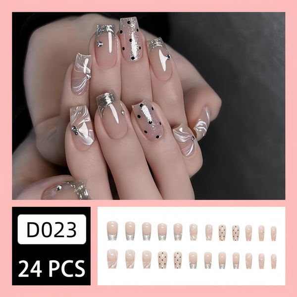 12 Sizes-24 Pcs Press On Nails D023