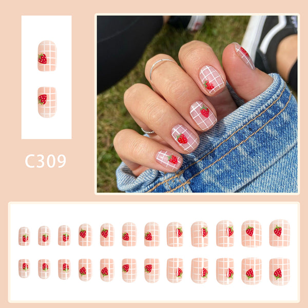 12 Sizes-24 Pcs Press On Nails C309