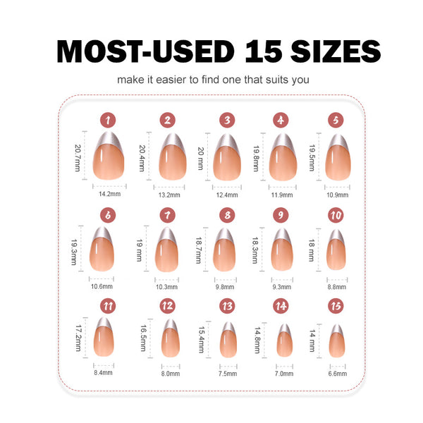 12 Sizes-24 Pcs Press On Nails FS003