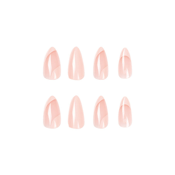 Almond French Glossy Medium Pink Press on Nails