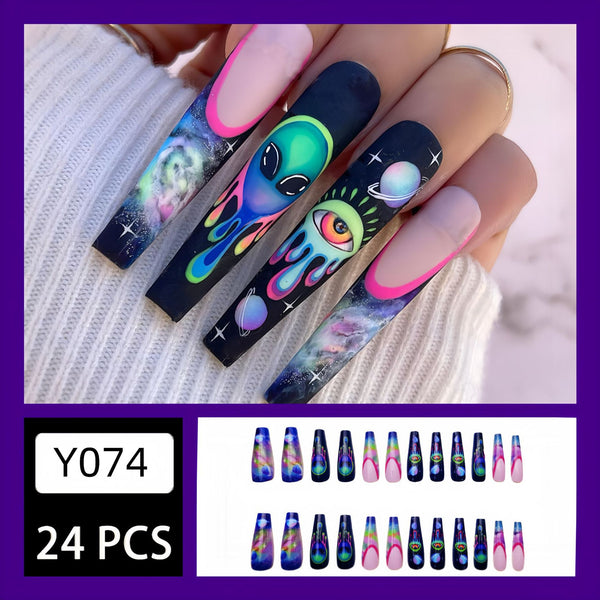 12 Sizes-24 Pcs Press On Nails Y074