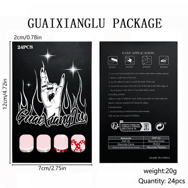12 Sizes-24 Pcs Press On Nails C1261