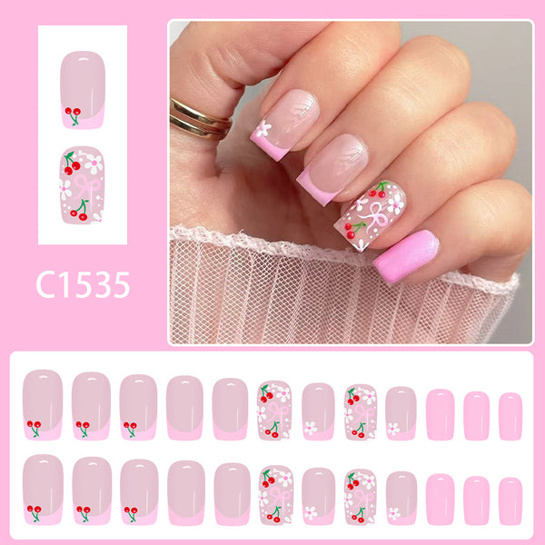 12 Sizes-24 Pcs Press On Nails C1535