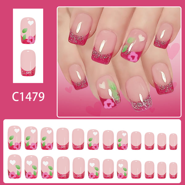 12 Sizes-24 Pcs Press On Nails C1479