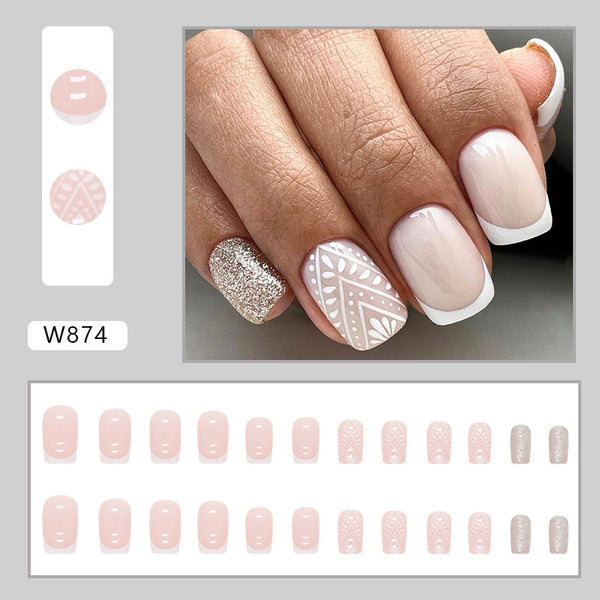 12 Sizes-24 Pcs Press On Nails W874
