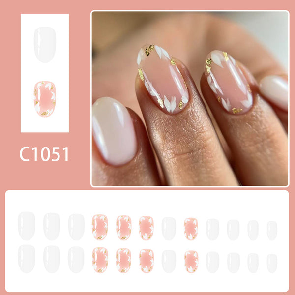 12 Sizes-24 Pcs Press On Nails C1051