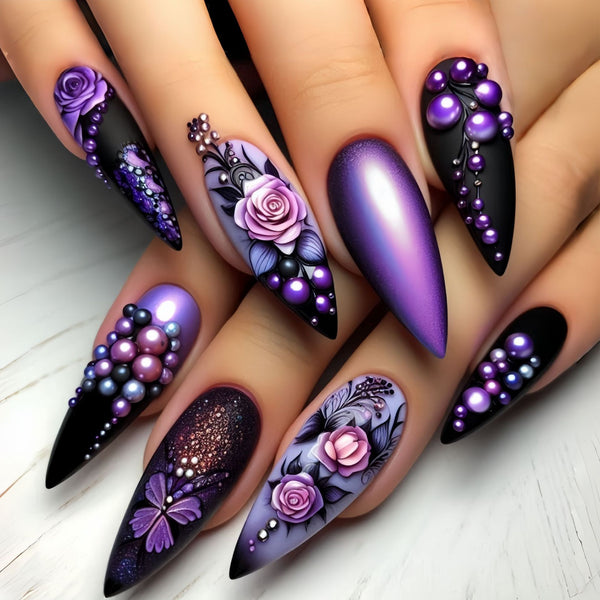 12 Sizes-24 Pcs Press On Nails Y1446