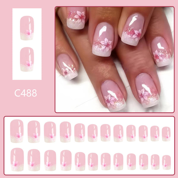 12 Sizes-24 Pcs Press On Nails C488