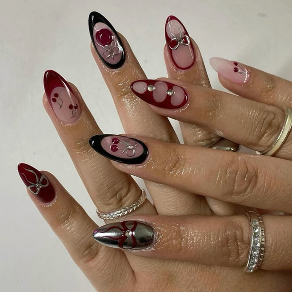 12 Sizes-24 Pcs Press On Nails JP4206